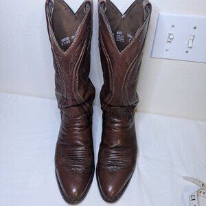 Dan Post Men's 8.5D Brown Vintage Genuine Leather Cowboy Boots Great C…